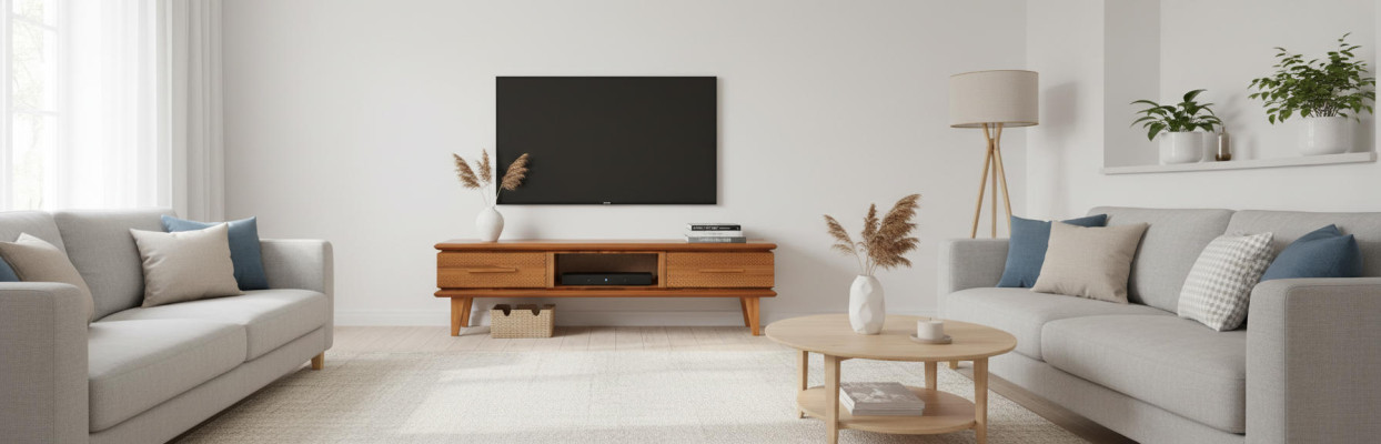 Wohnzimmer TV-Ständer Holz Natur TV-Möbel Braun Elegant Stilvoll Neu