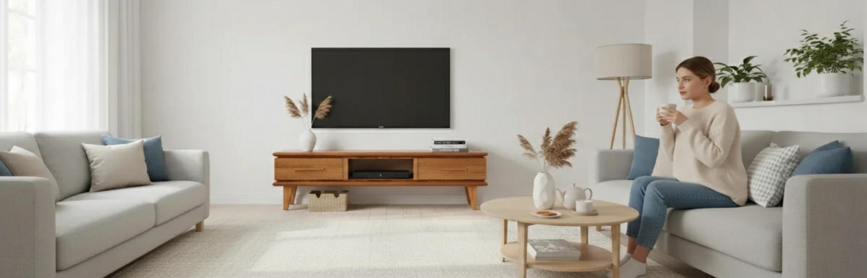 Wohnzimmer TV-Ständer Holz Natur TV-Möbel Braun Elegant Stilvoll Neu