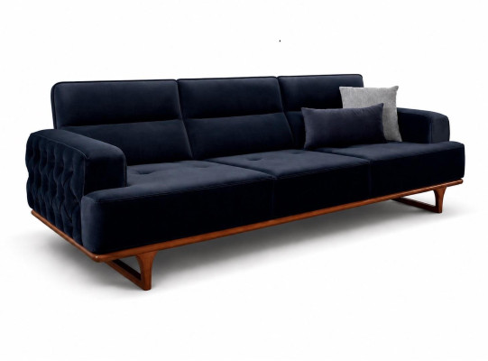 Polstergarnitur 4Sitzer sofa Sessel Stoff Modern Kissen Dunkelblau Neu
