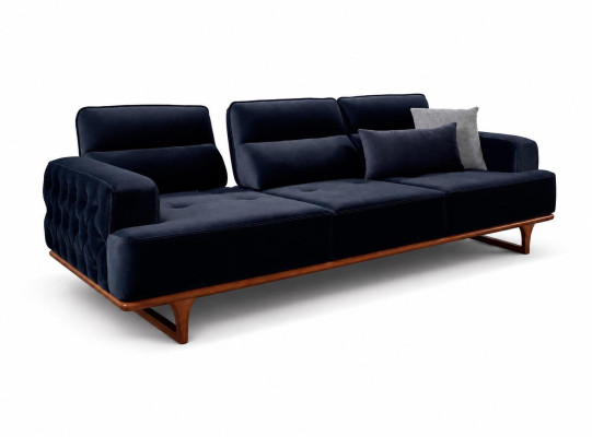 Polstergarnitur 4Sitzer sofa Sessel Stoff Modern Kissen Dunkelblau Neu
