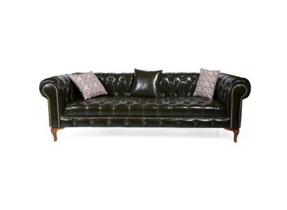 Brittinen kahden istuttava sohva Chesterfield tekstiili verhoilu