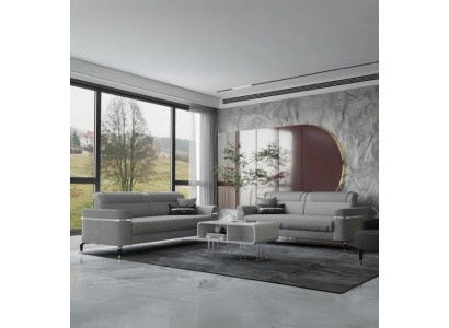 Beige Chesterfield 3-istuttava sohva olohuoneen sisustukseen, luksus italialaisessa tyylissä