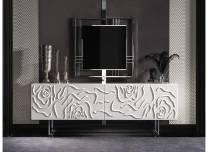 Abgerundetes Leder Sideboard Glas Tisch Lowboard rtv tv schrank Regal Kommode