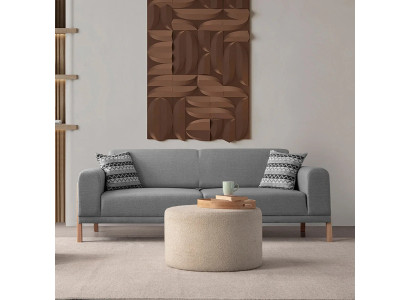 Chesterfield 3 Sitzer Wohnzimmer Modern Design Couchen Sofa Graue Möbel Stoff