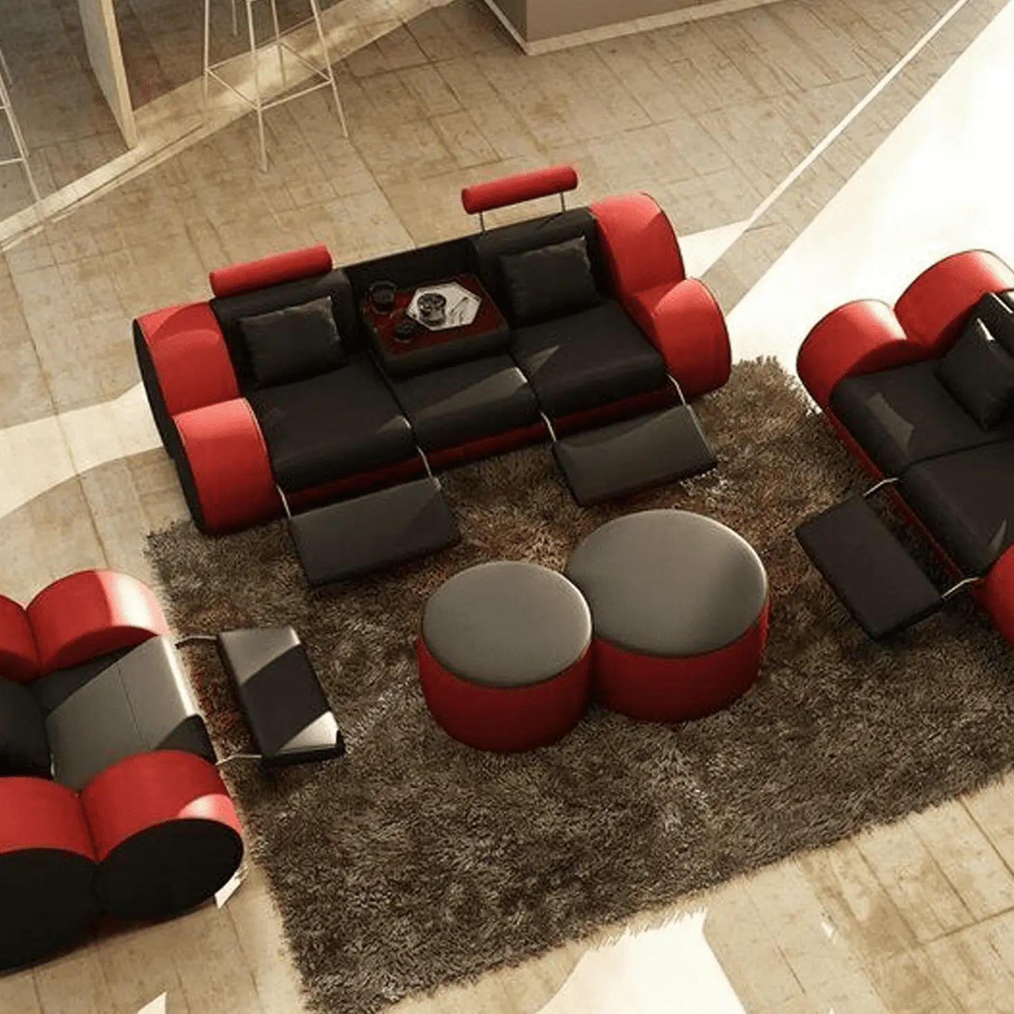 musta punainen sohva